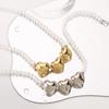 Tooxika Baroque Imitation Pearl Heart Pendant Necklace Retro Court Style Summer Simple Collarbone Chain