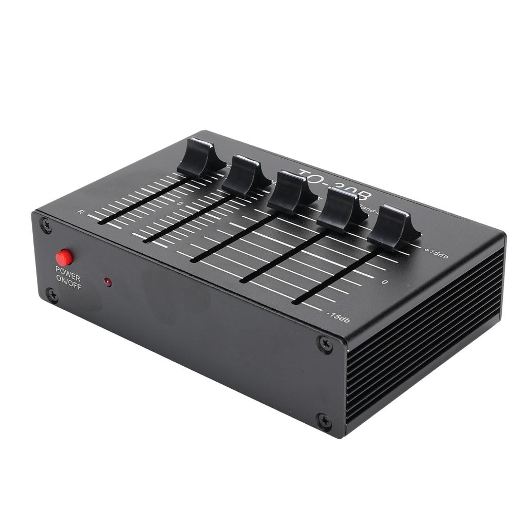 Phono Preamp EQ 2 Channel Digital Sound Equalizer 3 Band 12dB High Mid Low Tone Adjustment Balanced Volume Control 5V