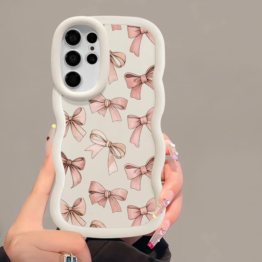 Soft Phone Cover Case for Samsung Galaxy S20 FE S21 A26 A25 S24 S25 S23 Plus S22 Ultra A54 A24 A35 A55 A34 A36 Pink Bow