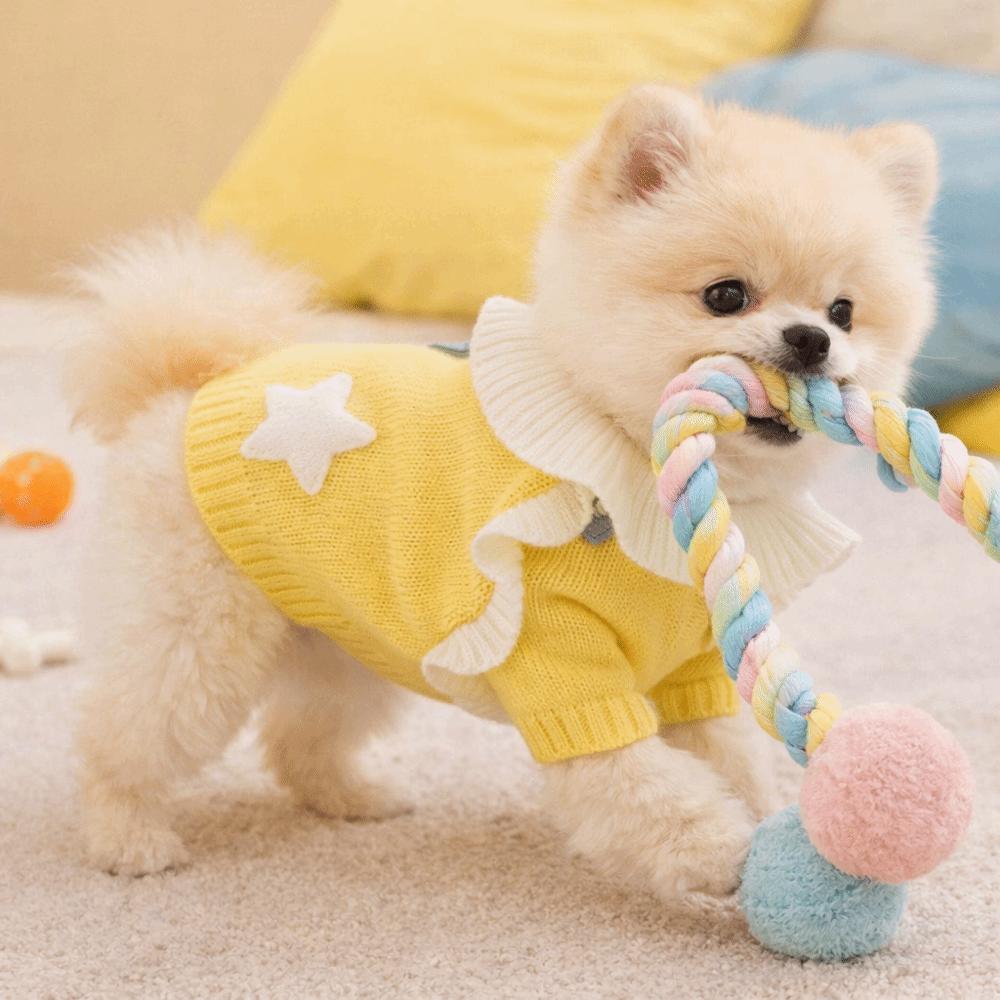 Warm Dog Knitted Sweater Soft Dog Lapel Dress Pet Supplies Pet Knitwear Spring Autumn