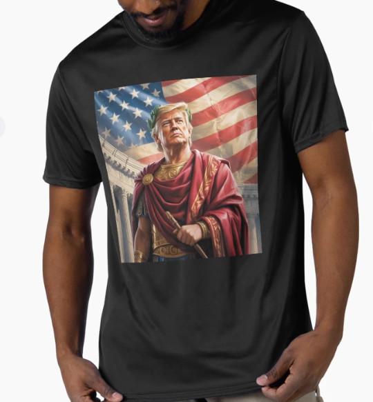 Trump Roman Empire Style Portrait With American Flag Graphic T-Shirt S разноцветный