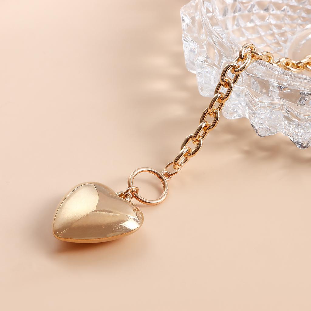 European and American casual temperament single-layer aluminum chain OT buckle big love peach heart alloy pendant waist chain women's versatile