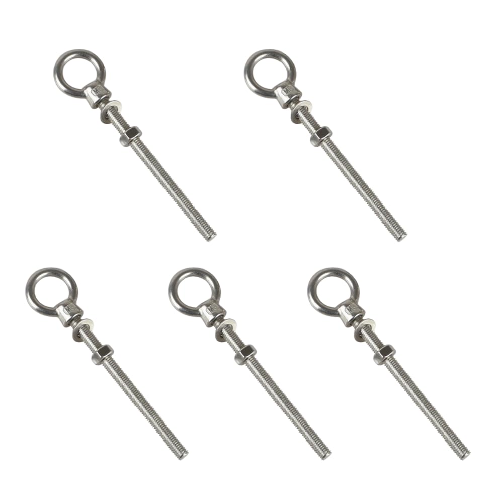 

ideamall M8 Long Eye Bolts, Stainless Steel Eye Nuts, 80mm, Set of 5