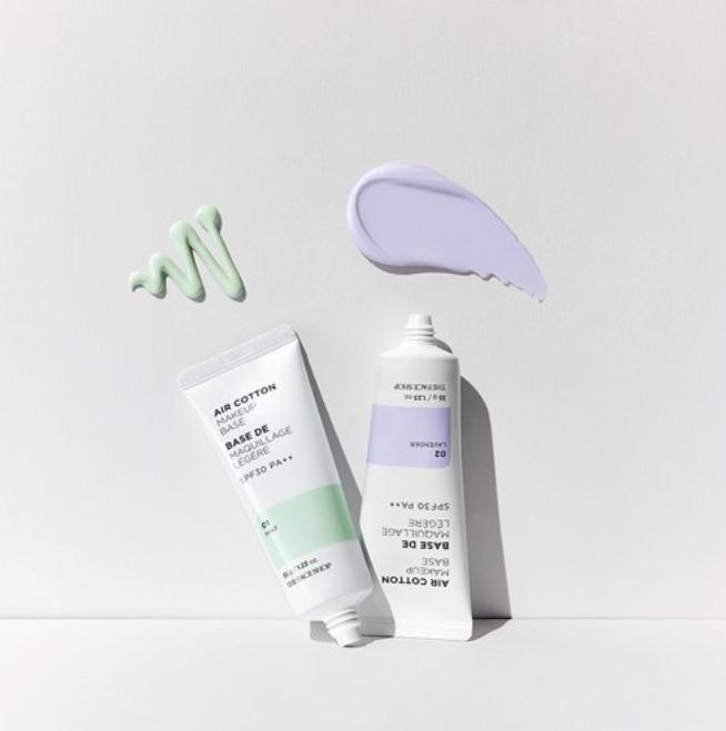 The Face Shop Air Cotton Makeup Base SPF30 – Tone Correcting Primer (Lavender / Mint, 35g)