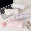 Polka Dots Bow Pencil Bag Large Capacity Multi-Function Stationery Storage for School Office Travel Cosmetic Organizer