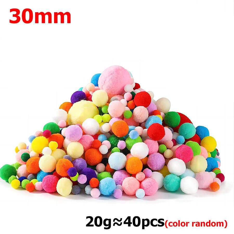 20g 8-30mm Color Random Fluffy High Elasticity Soft Pompoms Home Furnishings DIY Hand-sewn Craft Wedding Decoration