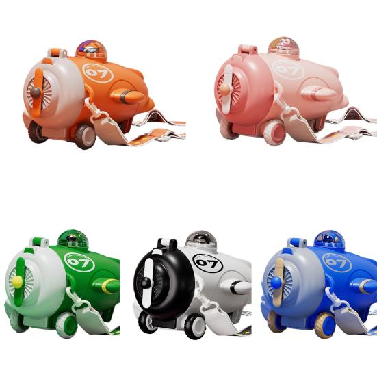 Airplane Shaped Water Bottle with Straw Strap 500ml Cartoon Kids Water Cup Leakproof Lid Silicone Nozzle Water Container for School Sports Travel