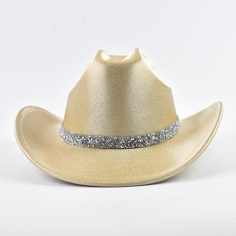 Western Style Cowboy Hat Fashion Roll Up Brim Party Dress Fedora Hat Festival Costume Party Play Cowgirl Hat