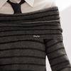 UNIFREE Women's French-Style Striped Off-Shoulder Knit Sweater
