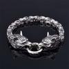 2-teiliges Wikinger Nordisches Vintage Odin Rabe Wolfskopf Halskette und Wolfskopf Armband
