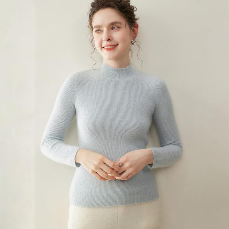 Autumn 2026 Pure Cashmere Ladies' Solid Half-High Neck Pullover Sweater: Versatile Base Layer