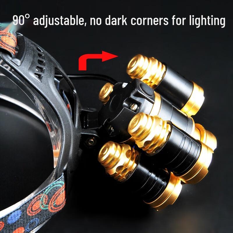 SHENYU Rechargeable 5-Head LED Headlamp with Motion Sensor