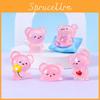 Lovely Resin Bear Figurine Cartoon Style Garden Decoration Small Luminous Desk Accessory