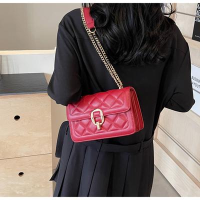 Personalized Lock Buckle Solid Chain Bag Women Summer New Fashion Casual Shoulder Bag Versatile Crossbody PU Small Square Bags