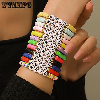 Bachelorette Party Hen Party Bride Bridesmaid TEAM BRIDE Letter Multi-layered Stacked Elastic Soft Pottery Bracelet Set Women's Bracelets