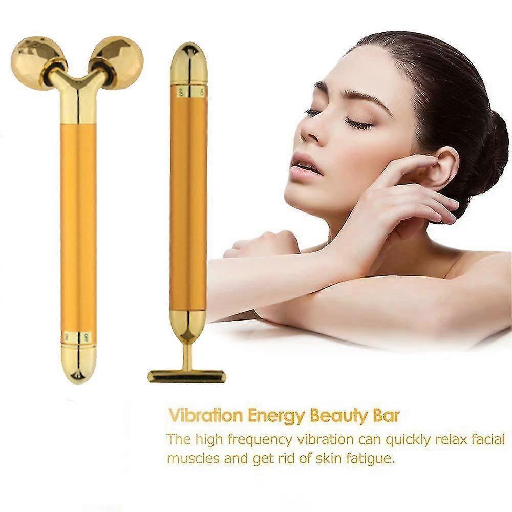 2 In 1 Face Massager Roller Facial Golden Pulse Electric 3d Roller And T Shape Arm Eye Nose Head Massager Instant Face Lift Anti Wrinkles Skin Tighten