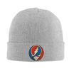 Grateful Dead Schädel Blau und Rot Strickmütze Mützen Kpop Warm Weich Unisex Damen Mützen Frühling Grafik Retro Kappen Geschenk