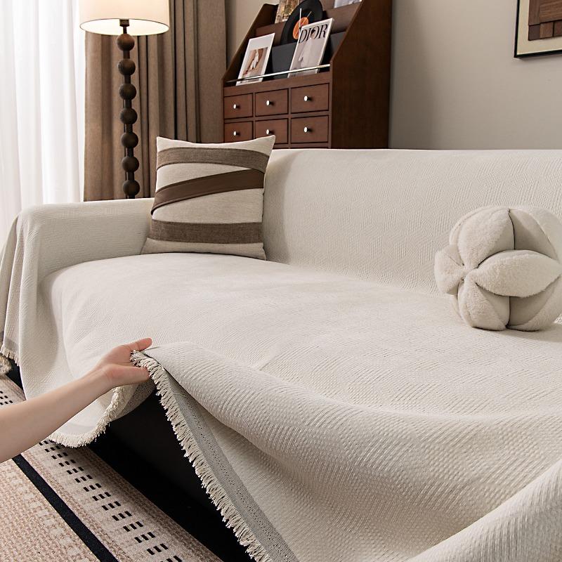 1Pc Solid Color Sofa Cover Fabric Modern Simple Autumn And Winter Thickening Integrated Home Textile Products