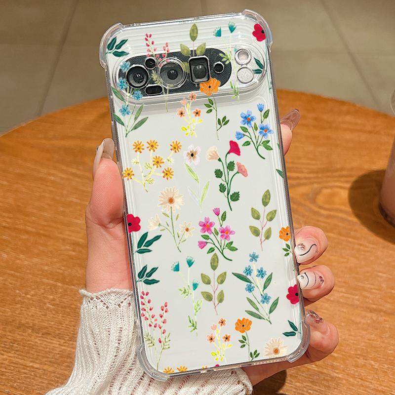 Colorful Flowers Printed TPU Phone Case For Google Pixel 9 Pro Pixel 9 Pro XL Clear Soft Silicone Back Cover For Google Pixel 9A