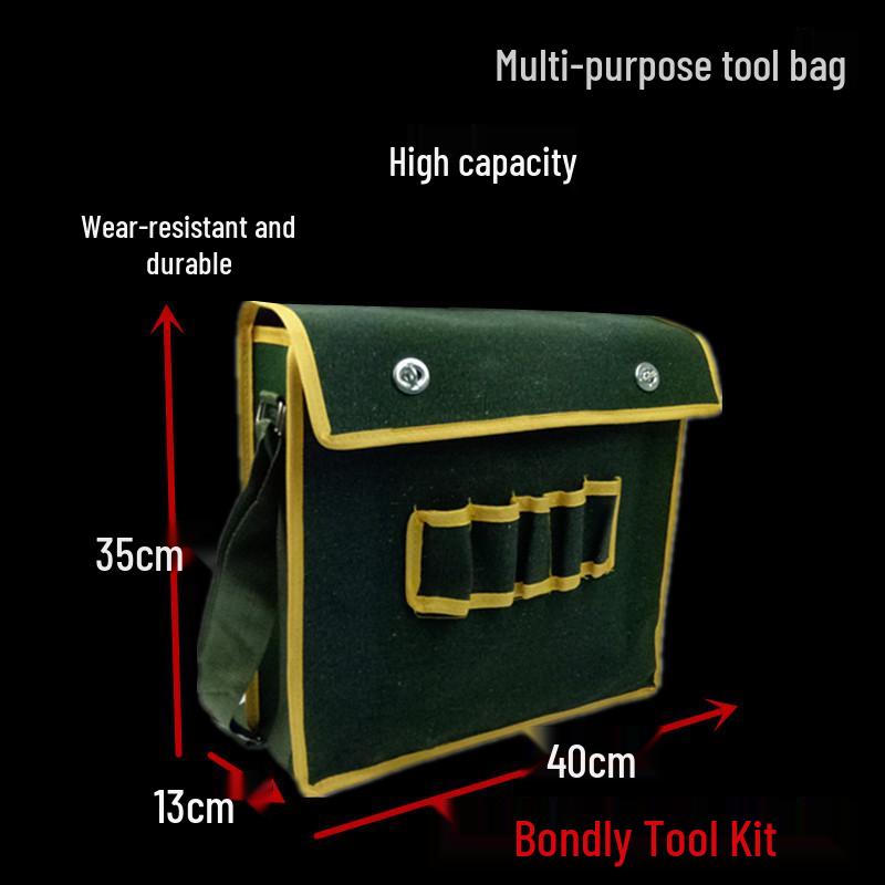 Extra Large Wear-Resistant Canvas Electrician Tool Bag with Shoulder Strap - Multifunctional Repair Bag