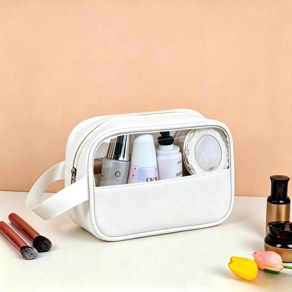 PVC Transparent Waterproof Travel Makeup and Toiletry Bag - Portable, Large Capacity Storage