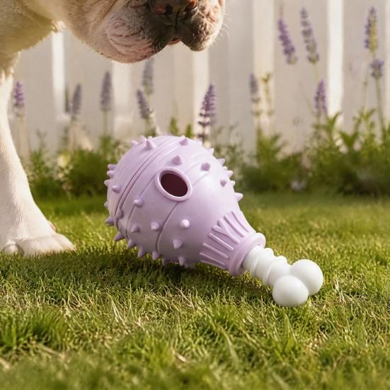 Safe Chewing Toys for Small Medium Large Dogs Dog Treat Dispenser Toy, Spiky Chicken Leg Chew Rubber Interactive Puppy Teething Puzzle Feeder
