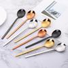 Round Stainless Steel Spoon With Long Handle Ice Ceram Spoon Coffee Tea Spoon