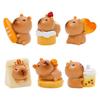 7Pcs/set Cartoon Cake Bread Capybara Animal Miniatures Resin Ornaments Fairy Garden Decoration Micro Landscape