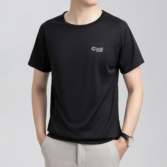 Letní Pánské tričko Síťovina Tenké Rychleschnoucí Kulatý Výstřih Krátké Rukávy O Výstřih Čistá barva Pružný Sportovní Top Denní Nošení