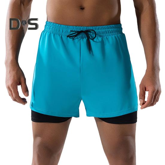 Herren-Badeshorts, doppellagig, schnelltrocknend, mit Kordelzug, elastischer Bund, Surf-Badeshorts für heiße Quellen, hohe Elastizität, Komfort
