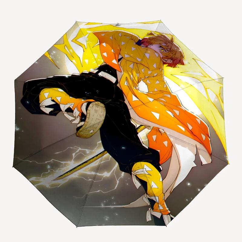 1pc Agatsuma Zenitsu (6) Umbrella, Sun Protection, And UV Shielding. It Has Eight Sturdy Ribs for Outdoor Use And Perfect As a Holiday Gift