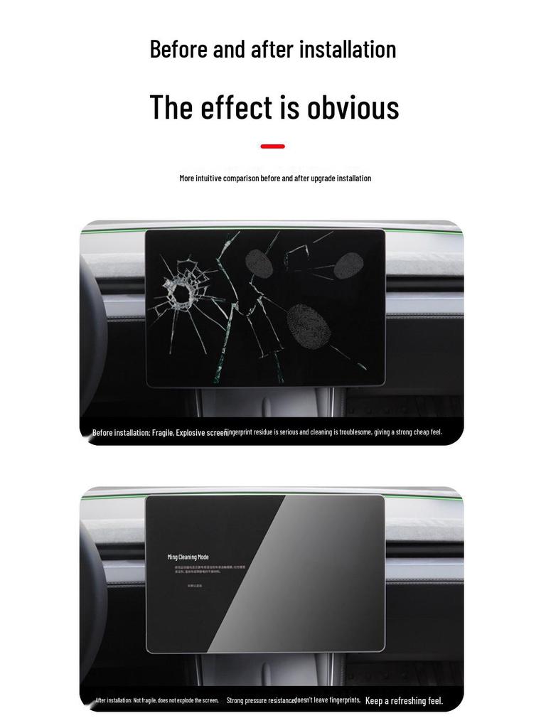 Tesla Model Y/3 Screen Protector Kit: HD Front & Rear Console Films, Dust-Free, Tempered.