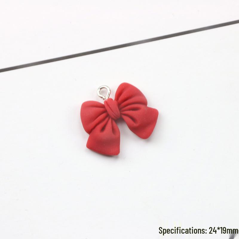 Imitation Fabric Bow Resin Pendant Earrings - DIY Jewelry Accessories