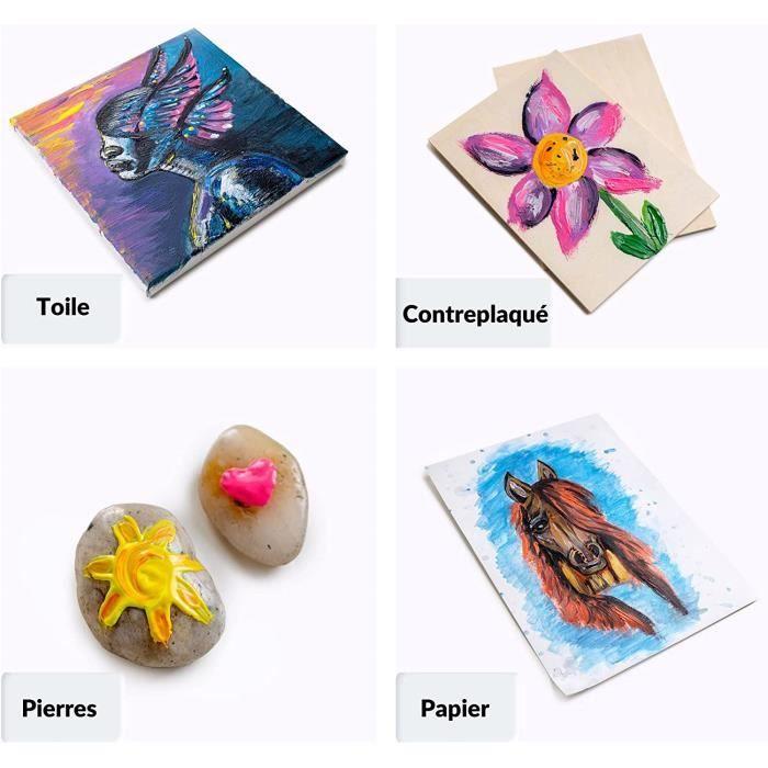 Peinture Enfant Lavable Doigt - 7x20ml - Loisir Creatif - Couleurs Basiques Vibrantes Intenses Pigmentées - Séchage Rapide Effet Mat