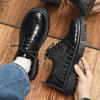 Men's shoes 2024 new autumn British style black casual leather shoes men's business dress big head work trendy shoes