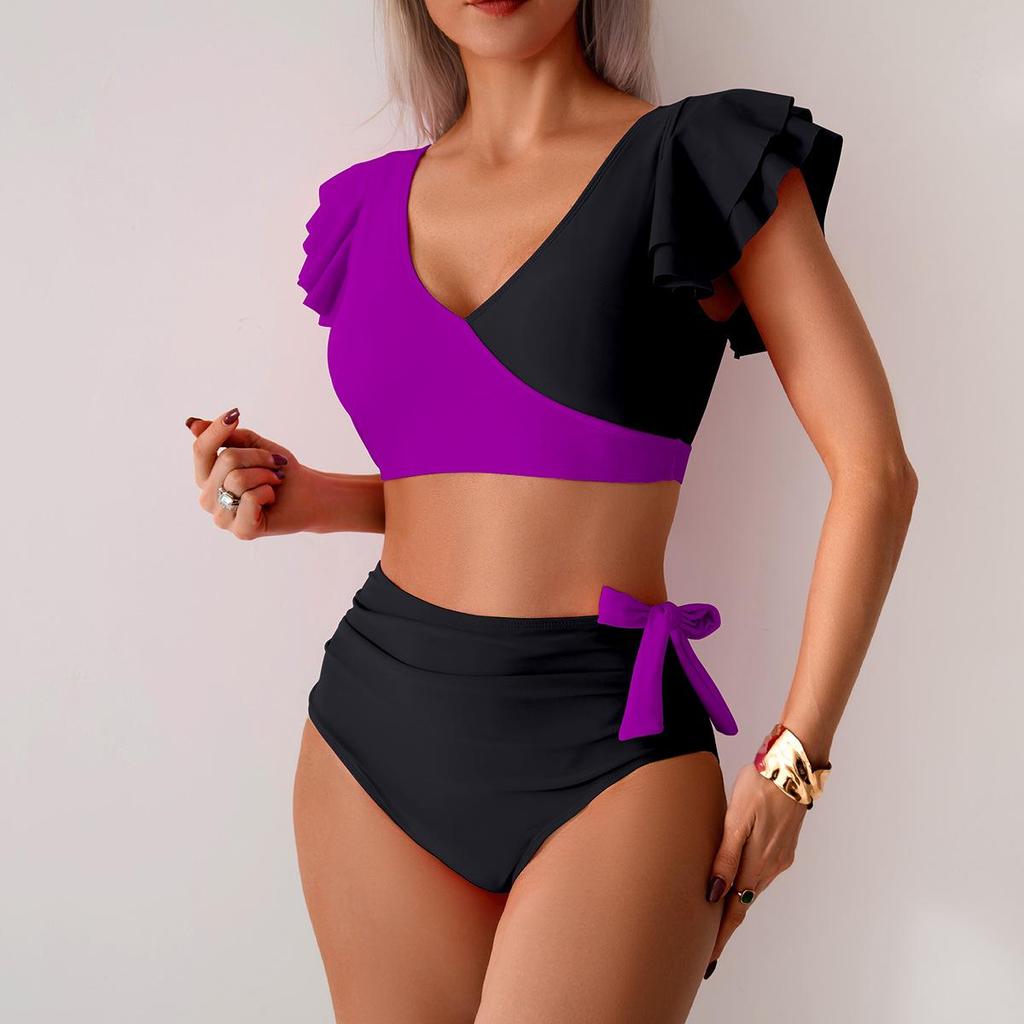Vintage Strandurlaub Badeanzug Sexy Bikini Split Badeanzug Damen High Waist Bademode Badeanzüge Feine Nähte in verschiedenen Farben Strandmode