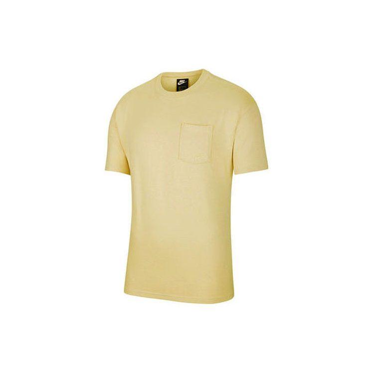 Nike T Shirts Men's Yellow Crew Neck Moderate Straight Fit DD0500-777