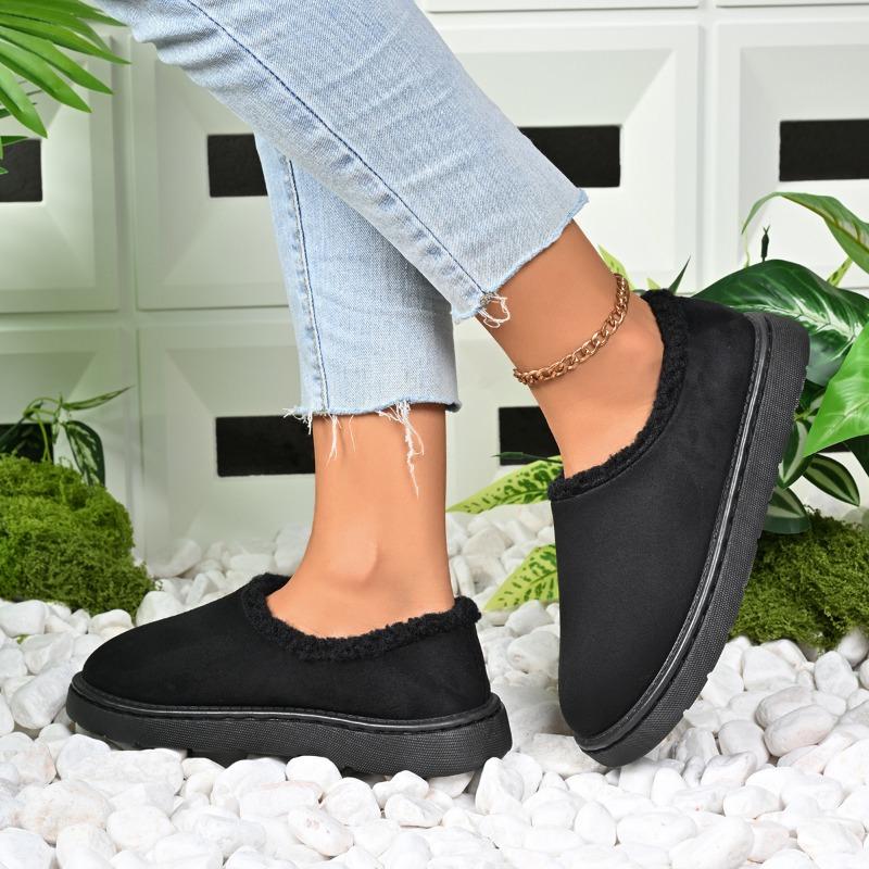 2025 NEW Winter Thick Bottom Retro Round Head Slip-On Casual Warm Cotton Boot Women Half Slippers Rubber Sole Boot