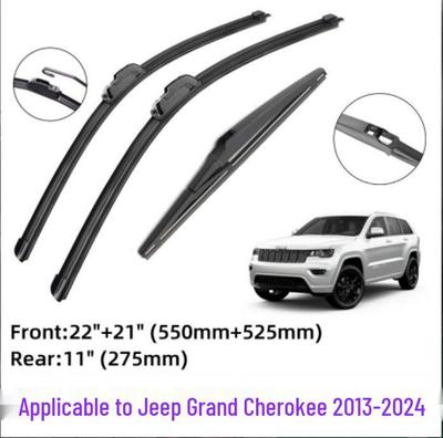 Front & Rear Wiper Blades for Jeep Grand Cherokee 2013-2024 (22"21"11" Rubber Strips)