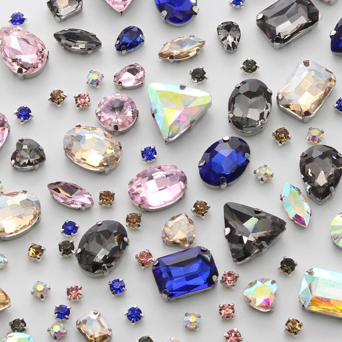 

100 шт. Стразы смешанные коготь дрель стеклянный кристалл швейная дрель DIY аксессуары для одежды свадебные аксессуары стразы пришиваем бусины Mixed size-100 pcs