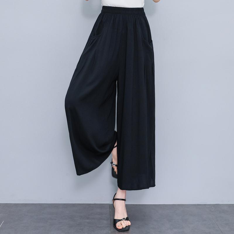 Summer Wide Leg Pants for Women Vintage Clothes Plus Size Loose Elastic Waist Casual Pants