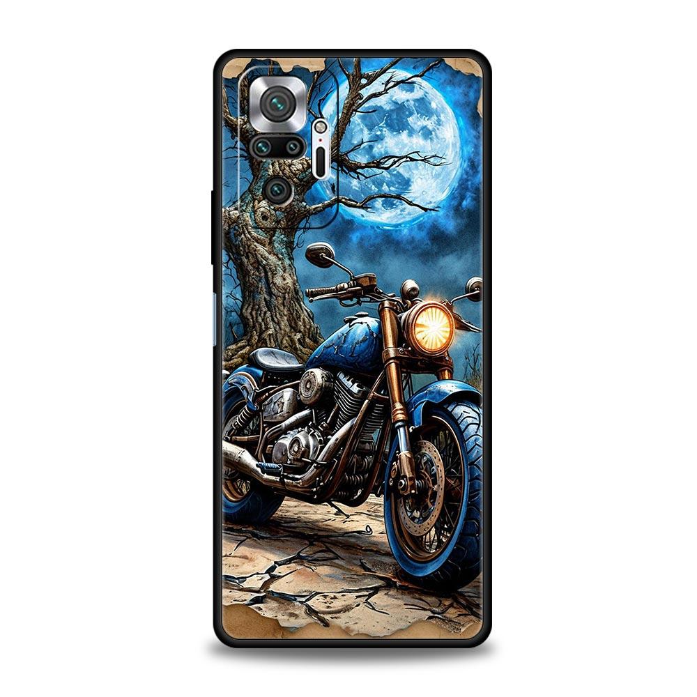 Colors Vintage Motorcycle Painted Phone Case Cover for Redmi 14C 10C Note 15 14 13 12 10 11 K40 Pro Plus 5G Soft TPU Shell Bags