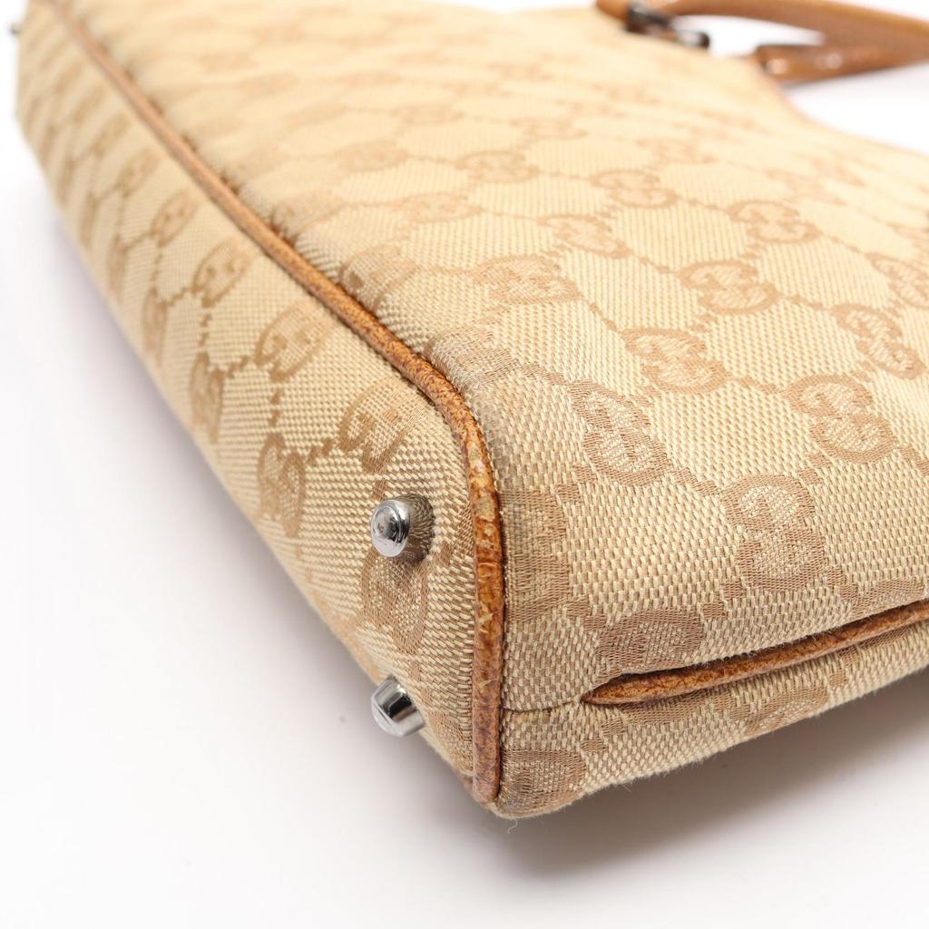 Used GUCCI GG Canvas Tote Bag 113015 Canvas Leather Beige Brown Used Women