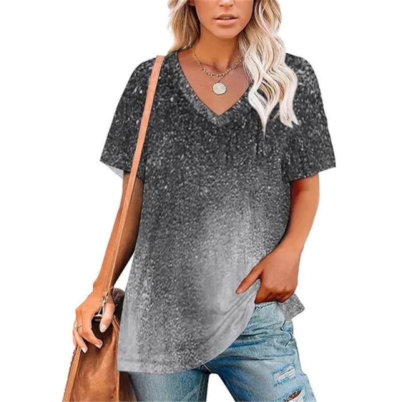 

Сексуальная футболка с V-образным вырезом и принтом в виде градиента и граффити для женщин и подростков, одежда унисекс, винтажная уличная одежда, повседневный стиль, модная уличная одежда 2XL