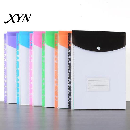 Document Bag 3Pcs 11 Hole A4 File Folder with Snap Button, Colorful Organizer, Dustproof Cover Horizontal & Vertical Transparent Label Slot,