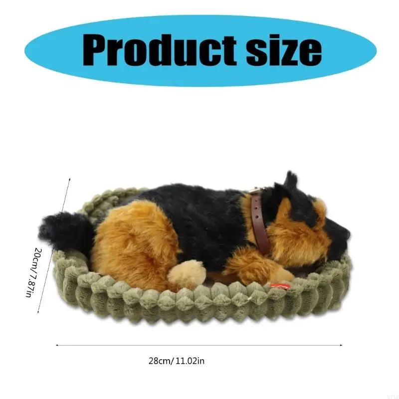 Simulation Fur Animal Home Furnishings Realistic Sleeping Breathing Dog Toy Plush Animal Doll Children