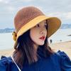 Hollow Bow Sun Hat Japanese Knitted Bucket Hat Fashion Bowtie Fisherman Hat  Summer
