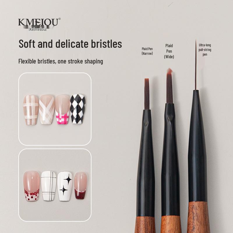 French Style Plaid Nail Art Tool: Long Liner Pen for Painting, Smudging, and Outlining