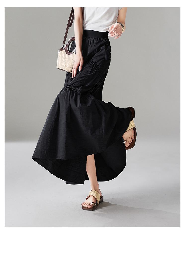 French High-Waisted A-Line Midi Skirt