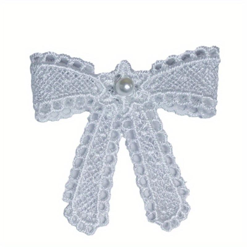10Pc 3D Double-layer Handmade Bead Bow Embroidered Cloth Sticker Headband Decorative Cloth Sticker